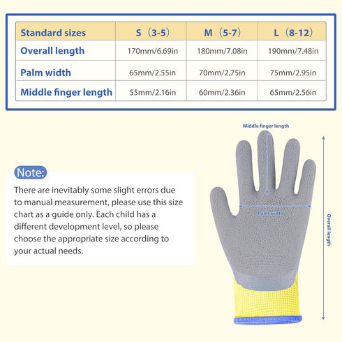 Kids Gardening Gloves, 2 Pair Toddler Gardening Gloves, Rubber Non-Slip Safety Work Gloves for Kids, Youth, Garden, Fishing, Cycling and Gardening...