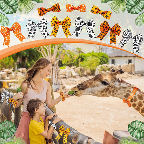 6 Rolls 30 Yards Safari Ribbon Set Christmas Wide Craft Animal Print Ribbon Wired Edge Zebra Leopard Themed Ribbon Decorative Ribbon Crafting Supp...
