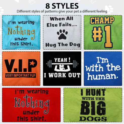 8 Pieces Dog Shirts Boy Funny Printed Puppy Shirts Summer Male Soft Dog Clothes Breathable PET T Shirts Outfits Dog Sweatshirt Clothing (Large)...