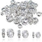 TOAOB 200pcs Rondelle Spacer Beads 6mm 8mm 10mm Round Crystal Czech Loose Spacer Beads Silver Rhinestone Charms Beads with Elastic String for DIY ...