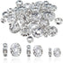 TOAOB 200pcs Rondelle Spacer Beads 6mm 8mm 10mm Round Crystal Czech Loose Spacer Beads Silver Rhinestone Charms Beads with Elastic String for DIY ...