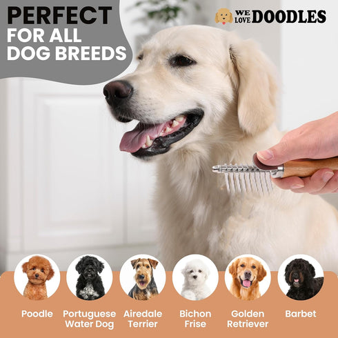 Dog Dematting Brush & Rake, Detangler Brush For Dogs, Comb Tool For Grooming, Best For Doodles, Poodles, Goldendoodles, Cats & Other Pets, Matted ...