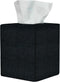 Black Tissue Box Cover, Cute Linen Fabric Decorative Square Tissue Box Holder/Organizer for Bathroom Vanity Countertop/Office/Nightstand/Desk...