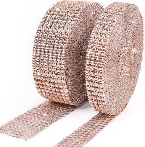 BTSD-home 20Yards Rhinestone Diamond Ribbon Roll for Wedding Cakes, Birthday Decorations, Baby Shower Events, Arts and Crafts Projects 2 Rolls (Ch...
