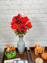 Admired By Nature Artificial Bouquet Bush 18 Stems of Mums, Sunflowers, Zinnia, Foliage (Brick Red) - for Fall Home Decor, Weddings, Events, Parti...