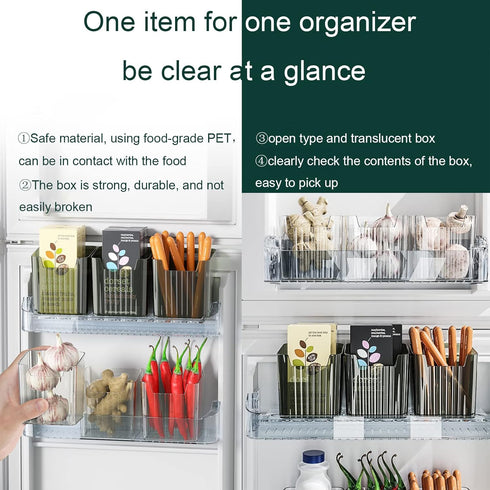 Set of 2 Storage Organizer Bins Wall Mounted Floating Shelves Fridge Organizer Stackable Clear Plastic Storage Bins for Wall, Refrigerator, Kitche...