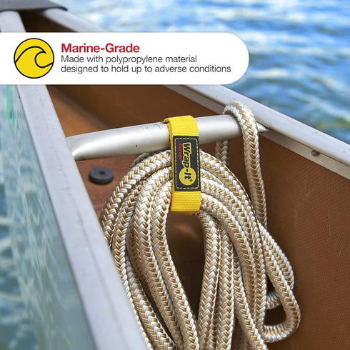 Quick-Straps by Wrap-It Storage - 12" (12 Pack) Yellow - Extension Cord Holder for RV and Boat Organizing...