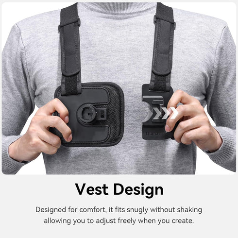 ULANZI CM028 Adjustable Chest Mount Harness w Vertical/Horizontal Switching for GoPro DJI Insta360 Action Cameras - Phone POV Chest Strap Mount Ha...