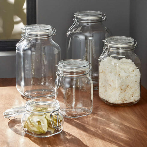 Bormioli Rocco Fido Clear Glass Jar with 85 mm Gasket,0.5 Liter (Pack of 2)...