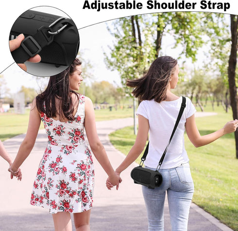 TXEsign Silicone Case Cover for JBL Charge 5 Portable Bluetooth Speaker, Travel Carrying Protective Case w Shoulder Strap Holder Full Protection C...