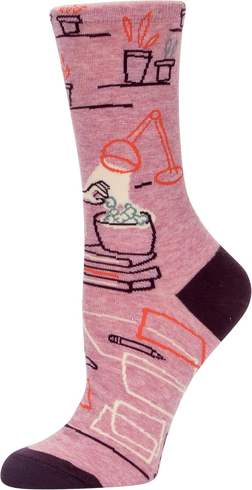 Blue Q Women's Funny Crew Socks ~ Go Away, I'm Introverting. (fit shoe size 5-10)...