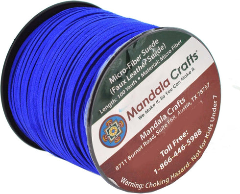 Mandala Crafts 100 Yards 2.65mm Cobalt Blue Faux Suede Cord - Flat Vegan Leather Cord for Jewelry Making Beading - Leather String Cord Leather Lac...