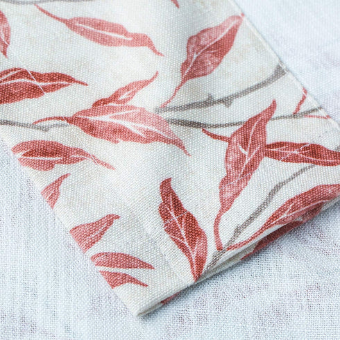 VOGOL Valances for Kitchen, Red Leaf Print Linen Textured Valance for Curtain Panels for Windows, Rod Pocket, 52x12, One Panel...