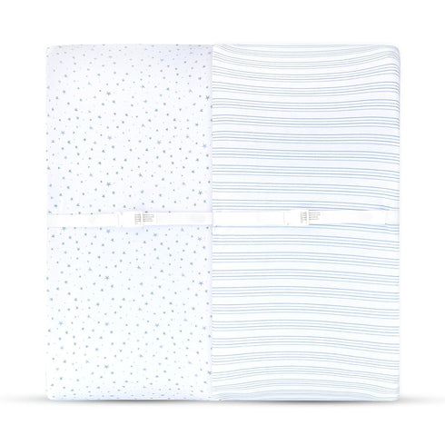 Changing Pad Cover 2 Pack - Baby Cradle Sheet with 100% Jersey Cotton - Changing Pad Covers for Boys, Newborn Essentials (Blue Stars & Stripes)...
