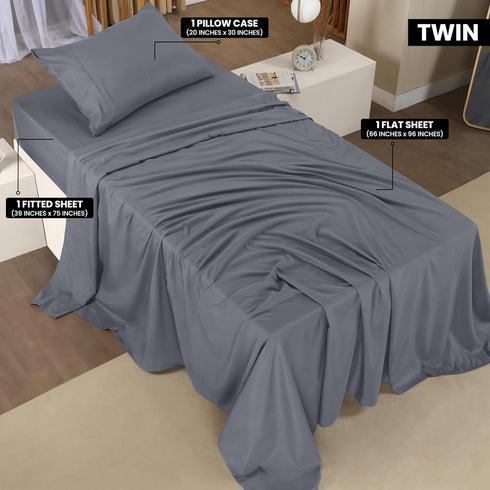 Utopia Bedding Twin Sheet Set – 3 Piece Bed Sheets for Twin Size Bed, Soft and Breathable Microfiber, Includes 1 Fitted Sheet, 1 Flat Sheet and 1 ...