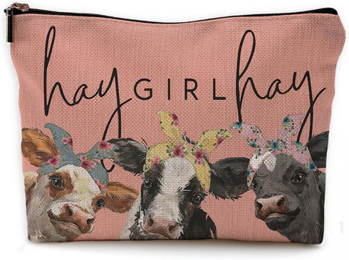 Cow Print Stuff,Cow Makeup Bag,Cow Gifts,Western Makeup Bag,Makeup Bags For Women,Cow Print(Orange Cosmetic Bag)...