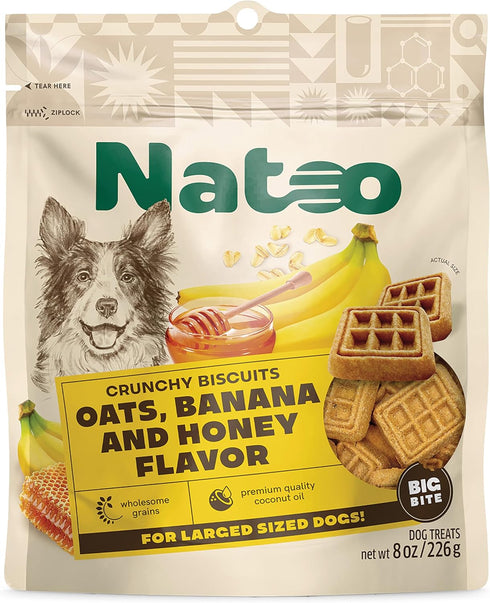 NATOO Dog Treats for Large Breed, Crunchy Biscuits Oats Banana and Honey, Natural Dog Treats, Rich in Omega 6, Prebiotics and Fiber, Antioxidants ...