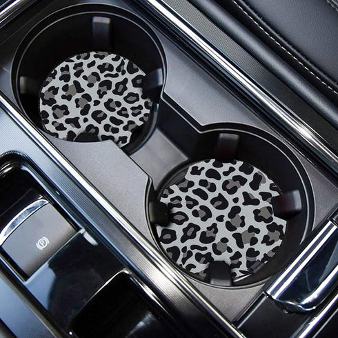 Cute Cup Holder Coasters for Car with Fingertip Grip, Auto Accessories for Women & Men,Pack of 2 (Snow Leopard)...