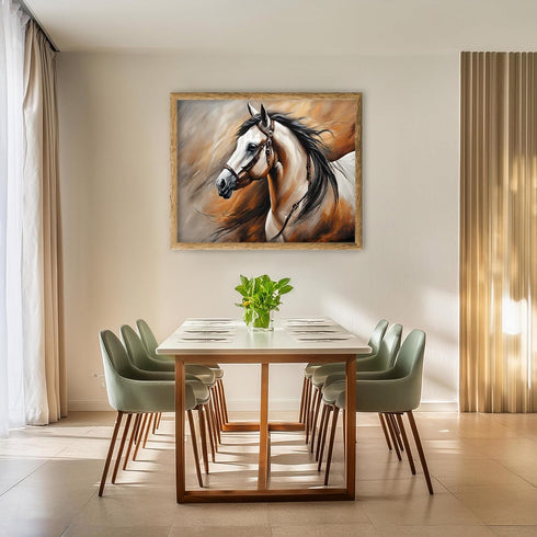 Posterizer 1 pcs- Beautiful white horse oil painting style-Art for Animal Lovers- Gift for Men Women Entrepreneur Teens-decor for Bedroom, Office,...