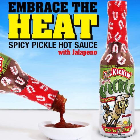 KICKIN' Spicy Pickle Hot Sauce - 5 oz - Premium Gourmet Jalapeno Hot Sauce for Chicken Wings and Burgers–Perfect Stocking Stuffers or Christmas Gi...