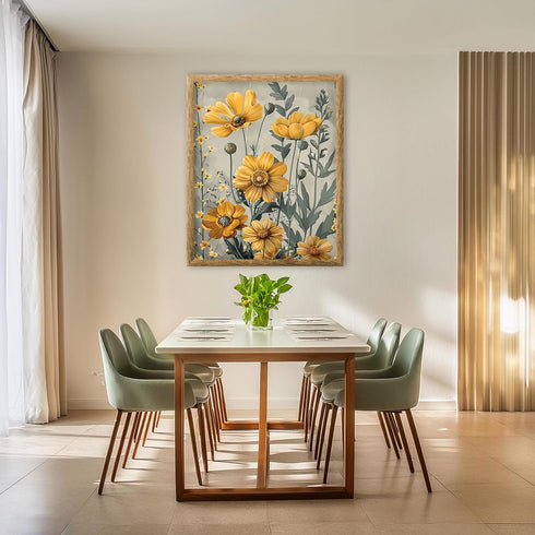 Posterizer 1 pcs-lush yellow flowers in nature-Floral & Botanical Art-Abstract & Modern Art-Decor for Home & Office- UNFRAMED Wall Art...