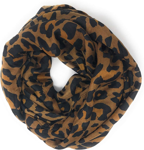 Nickanny's Premium Soft Brown Animal Leopard Print Sheer Infinity Loop Scarf...
