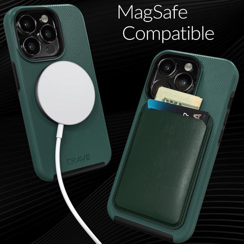 Crave Dual Guard for iPhone 15 Pro Case, Compatible with MagSafe Shockproof Protection Dual Layer Case for Apple iPhone 15 Pro (6.1") - Forest Gre...