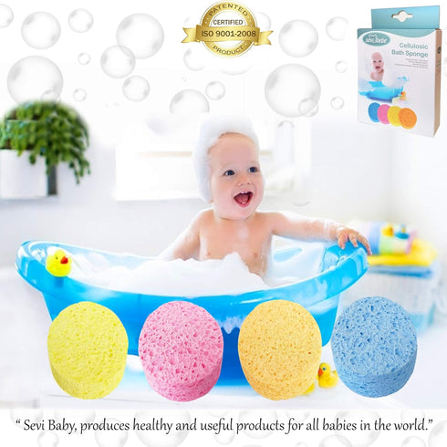 Cellulose Bath Sponge,100% All Natural Pure Baby Bath Sponge, Biodegradable, Hypoallergenic, Soft & Absorbent Sponge For Baby's Skin, Made in Turk...