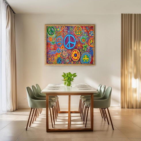 Posterizer 1 pcs- psychedelic funky hippie colorful peace sign 1-Fantasy & Fiction Art-Retro Art- Living Room Bedroom Decor- unframed wall art...