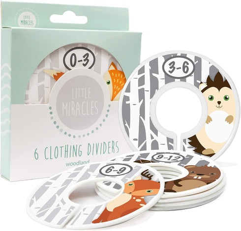 Baby Closet Size Dividers - Woodland Nursery Closet Dividers for Baby Clothes - Fox Deer Bear Hedgehog Beaver Nursery Decor - Baby Closet Dividers...