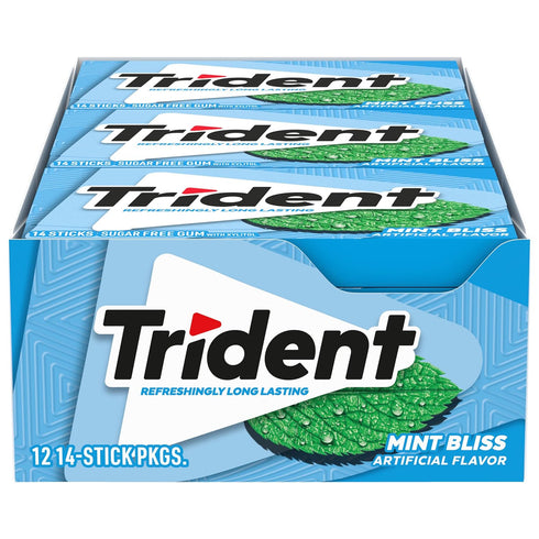 Trident Mint Bliss Sugar-Free Chewing Gum, 12 Packs of 14 Pieces (168 Total Pieces)...