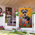 Schnauzer Welcome Spring Garden Flag 12x18 Double Sided, Burlap Small Daisy Pansy Flower Garden Yard House Flags Outside Outdoor Summer Porch Lawn...