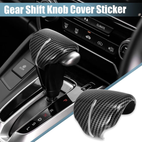 X AUTOHAUX 1PCS Car Gear Shift Knob Cover Sticker Head Trim Cover for Honda CR-V 2017-2021 Carbon Fiber Pattern Black Silver Tone...