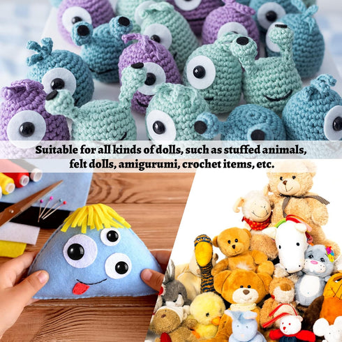 360 Pcs Large Plastic Safety Eyes and Noses 12-30mm Assorted Sizes with Washers for Crochet Big Stuffed Animals Needle Felting Crafts Dolls DIY, B...