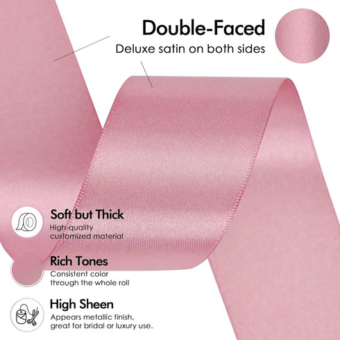 MEEDEE Mauve Rosy Satin Ribbon 1-1/2 Inch Rose Pink Ribbon Lux Satin Double Faced Satin Ribbon by 50 Yards Pink Polyester Satin Ribbon for Crafts,...