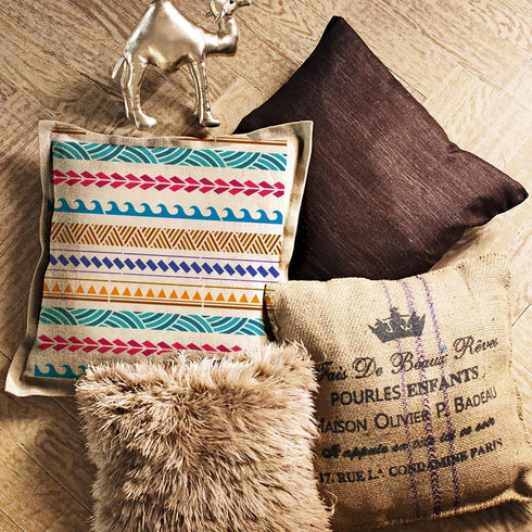 FINGERINSPIRE Samoan Geometric Border Painting Stencil 8.3x11.7inch Large Geometric Patterns Drawing Template Reusable Rectangle Triangle Wave Pat...