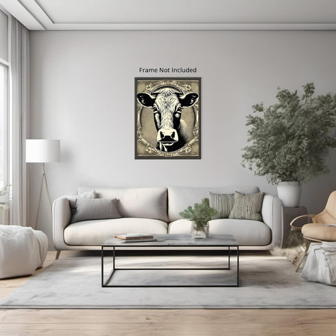 Posterizer 1 pcs-cute black and white cow with blue background-Art for Animal Lovers-GIft for Men Women Teens-Decor for Home & Office- unframed wa...