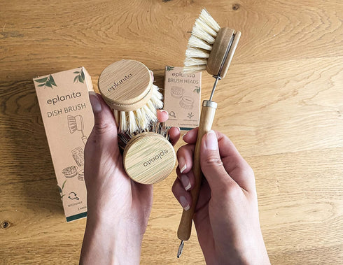 Replacement Brush Heads (Pack of 8) for Bamboo Dish Brush, Sisal Bristle Refills, Agave Cactus Fibres, Kitchen Eco Scrubber, Plastic Free Washing ...