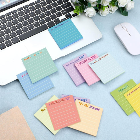 Yinder 24 Pcs Inspirational Sticky Notes with Lines Cute Motivational Sticky Note Pad Appreciation Sticky Notes Gifts for Coworkers Nurse Office S...