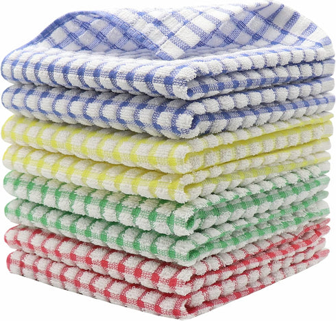 Cotton Cleaning Rags Terry Dish Cloths for Washing Dishes, Set of 8 Dish Rags for Cleaning, Light and Soft Dish Towels for Kitchen Drying Dishes, ...