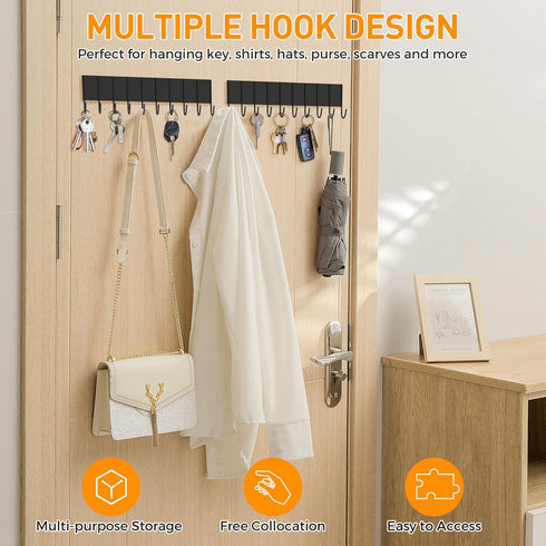 Magnetic Key Holder For Fridge With 10 Hooks, Magnetic Utensil Holder For Wall, Strong Magnetic Key Hanger Hooks Organizer, Magnent Key Rack For K...