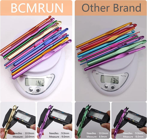 BCMRUN 14 pcs Multicolor Aluminum Crochet Hooks Knitting Needles Craft Yarn 2-10mm …......