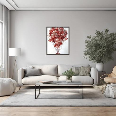 Posterizer 1 pcs-Valentine's Day cute heart shaped balloon poster -2-Romantic Art-Holiday Poster Collection-Gift for Couples boyfriend girlfriend ...