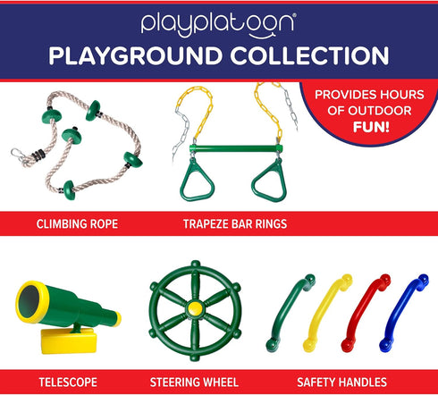 Play Platoon Playground Safety Handles, 2 Pack - Green Grab Handle Bars for Outdoor Jungle Gym or Swing Set...