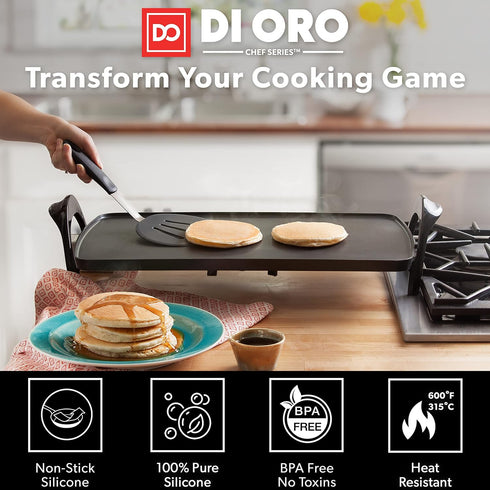 DI ORO - Chef Series FLEX Silicone Spatula 600ºF Heat-Resistant Flexible Silicone Rubber Turner Spatulas (3-Piece Set)...
