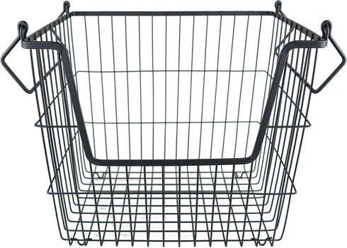 DII Metal Wire Mesh Stackable Utility Storage Bin, Large Rectangle, 13x10x11", Black...