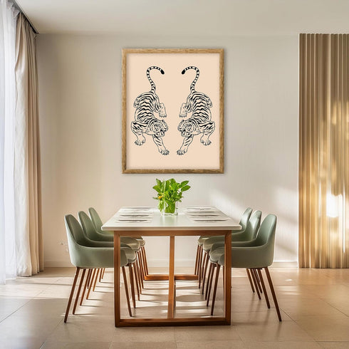 Posterizer 1 pcs-Tiger Minimalist Japanese Wall Art-Art for Animal Lovers-Retro Art- Gift for Men Women Entrepreneur Teens-Chic Home Decor- unfram...