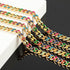 9.8 Feet Colorful Dripping Oil Cuban Chains for Jewelry Making, Gold Plated Aluminum Chain for Necklace Unwelded Twist Curb Chain Roll with Jump R...