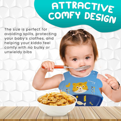 Silicone Baby Bibs for Babies, Toddlers (6-72 months) Silicone Bibs for Boy, Girl, Baby Gifts, Baby Shower 2 Pack...