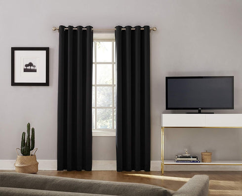 Sun Zero Nordic Theater Grade Extreme 100% Blackout Grommet Curtain Single Panel, 52" x 63", Black...